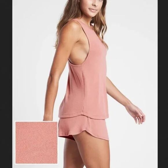 Athleta Well Rested Rib Sleep Tank NEW with tags Size Small Mauve Pink - Picture 2 of 15